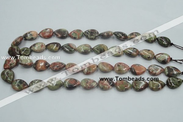 CRA18 15.5 inches 13*18mm flat teardrop natural rainforest agate beads