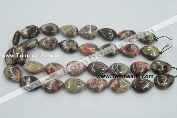 CRA19 15.5 inches 18*25mm flat teardrop natural rainforest agate beads