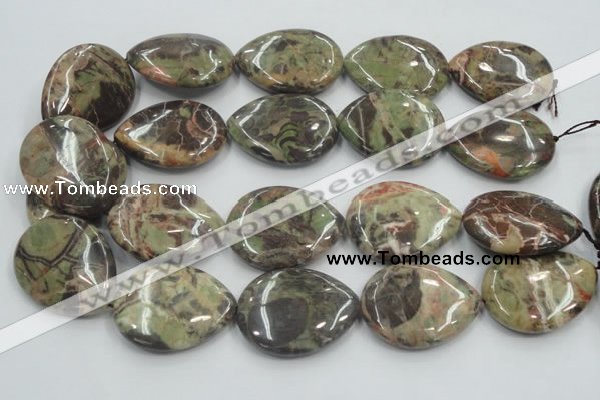 CRA21 15.5 inches 30*40mm flat teardrop natural rainforest agate beads