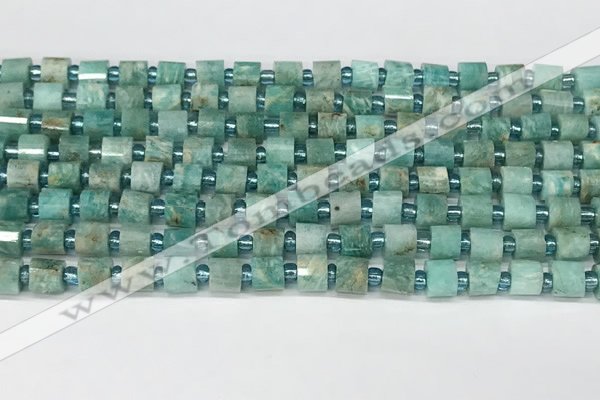 CRB1068 15.5 inches 4*6mm - 5*6mm faceted tyre amazonite beads