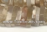 CRB1081 15.5 inches 5*20mm - 6*22mm faceted heishi sakura agate beads