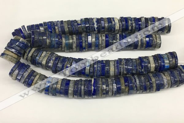 CRB1085 15.5 inches 5*20mm - 6*22mm faceted heishi lapis lazuli beads