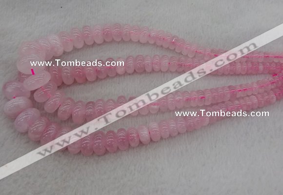 CRB1100 15.5 inches 5*8mm - 9*18mm rondelle rose quartz beads