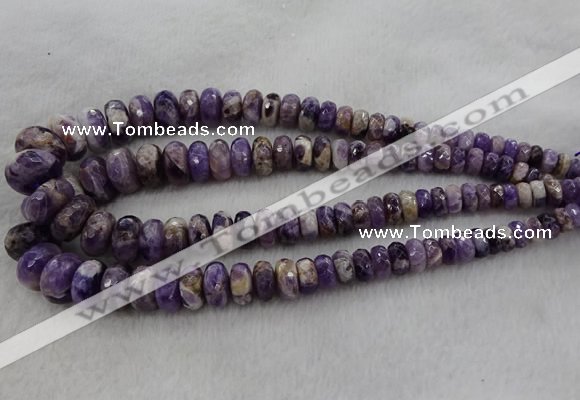 CRB1122 15.5 inches 5*8mm - 9*18mm faceted rondelle dogtooth amethyst beads