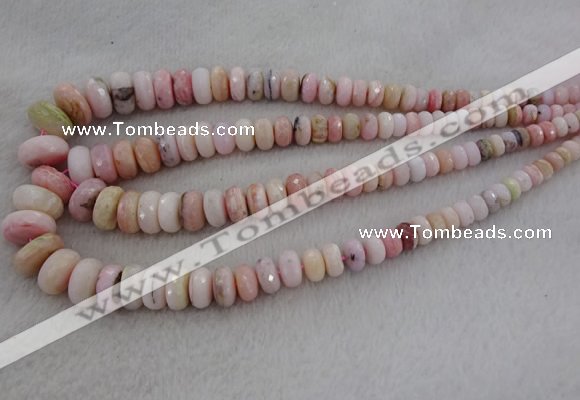 CRB1126 15.5 inches 5*8mm - 9*18mm faceted rondelle pink opal beads