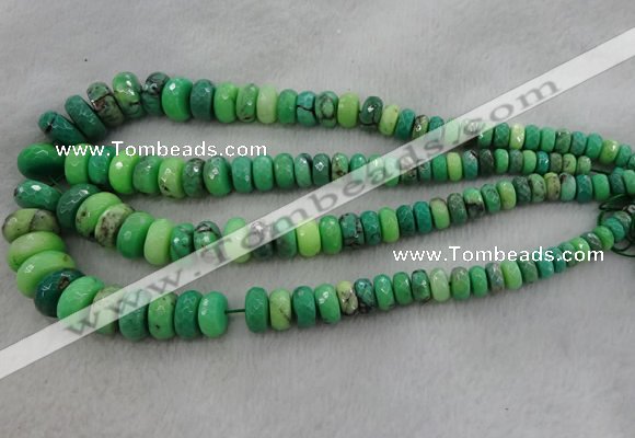 CRB1128 15.5 inches 5*8mm - 9*18mm faceted rondelle grass agate beads