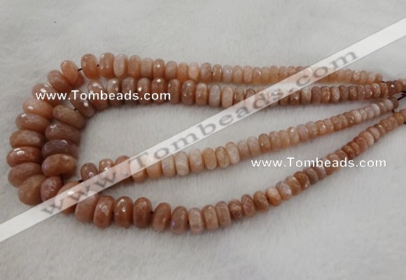 CRB1131 15.5 inches 5*8mm - 9*18mm faceted rondelle moonstone beads