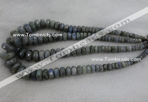 CRB1134 15.5 inches 5*8mm - 9*18mm faceted rondelle labradorite beads