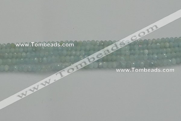 CRB1200 15.5 inches 3*4mm faceted rondelle aquamarine beads