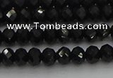 CRB1218 15.5 inches 4*6mm faceted rondelle black tourmaline beads