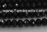 CRB1218 15.5 inches 4*6mm faceted rondelle black tourmaline beads