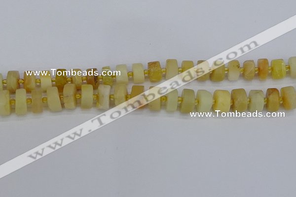 CRB1240 15.5 inches 6*12mm tyre matte yellow opal gemstone beads