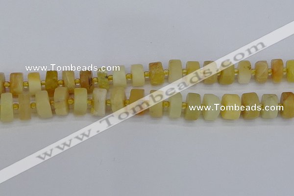 CRB1241 15.5 inches 7*14mm tyre matte yellow opal gemstone beads