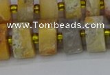 CRB1248 15.5 inches 7*14mm tyre matte crazy lace agate beads