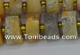 CRB1249 15.5 inches 8*16mm tyre matte crazy lace agate beads