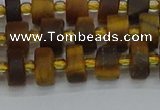 CRB1252 15.5 inches 5*8mm tyre matte yellow tiger eye beads