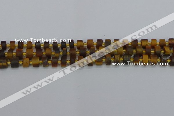 CRB1252 15.5 inches 5*8mm tyre matte yellow tiger eye beads