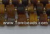 CRB1253 15.5 inches 6*10mm tyre matte yellow tiger eye beads