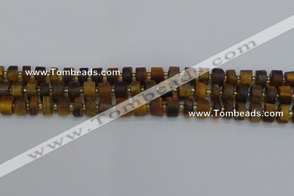 CRB1253 15.5 inches 6*10mm tyre matte yellow tiger eye beads