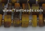 CRB1254 15.5 inches 6*12mm tyre matte yellow tiger eye beads