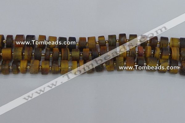 CRB1254 15.5 inches 6*12mm tyre matte yellow tiger eye beads