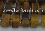 CRB1255 15.5 inches 7*14mm tyre matte yellow tiger eye beads