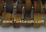 CRB1256 15.5 inches 8*16mm tyre matte yellow tiger eye beads