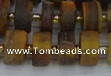 CRB1256 15.5 inches 8*16mm tyre matte yellow tiger eye beads