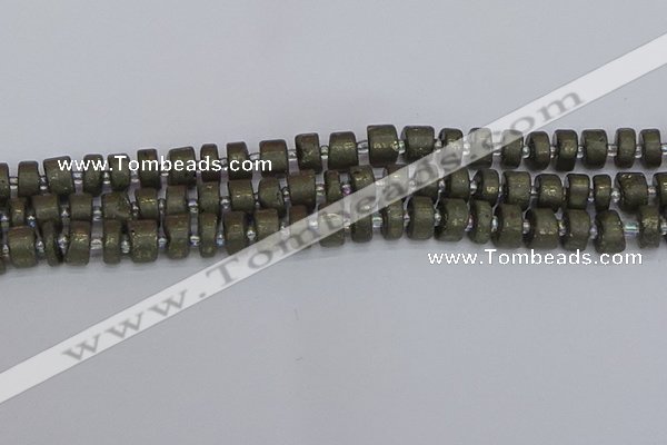 CRB1260 15.5 inches 6*10mm tyre matte pyrite gemstone beads