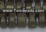 CRB1262 15.5 inches 7*14mm tyre matte pyrite gemstone beads