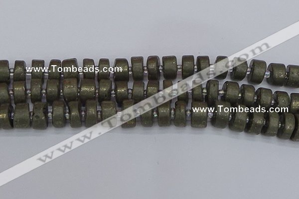 CRB1263 15.5 inches 8*16mm tyre matte pyrite gemstone beads