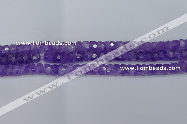 CRB1276 15.5 inches 6*10mm faceted rondelle lavender amethyst beads