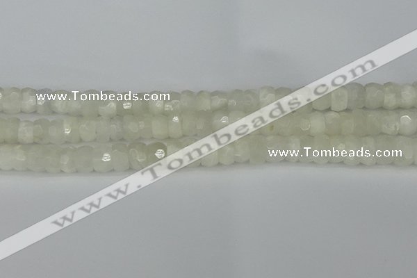 CRB1280 15.5 inches 6*10mm faceted rondelle white moonstone beads