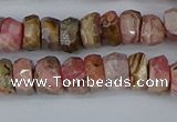 CRB1283 15.5 inches 5*8mm faceted rondelle rhodochrosite beads