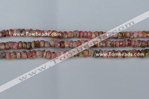 CRB1283 15.5 inches 5*8mm faceted rondelle rhodochrosite beads