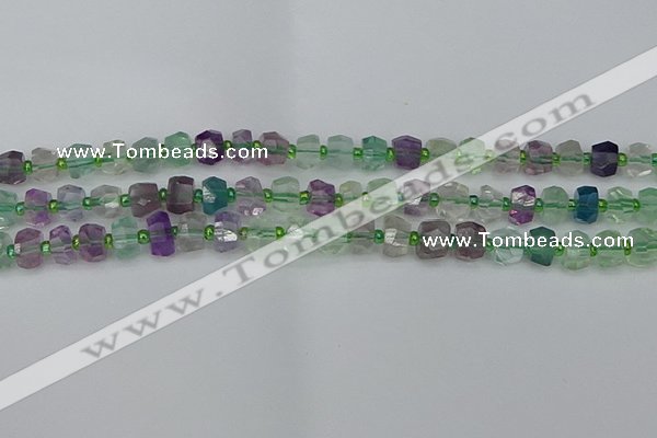 CRB1288 15.5 inches 6*10mm faceted rondelle fluorite beads