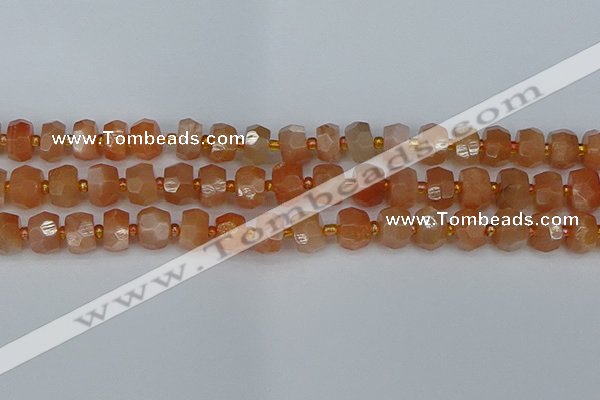 CRB1292 15.5 inches 6*10mm faceted rondelle moonstone beads