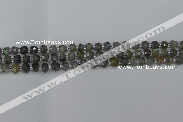 CRB1294 15.5 inches 4*6mm faceted rondelle labradorite beads