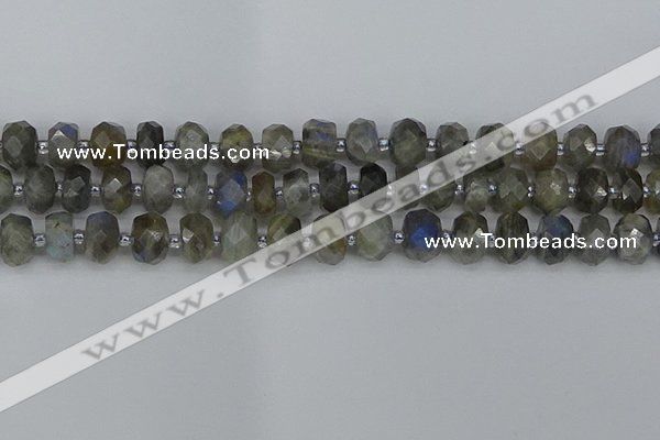 CRB1296 15.5 inches 6*10mm faceted rondelle labradorite beads