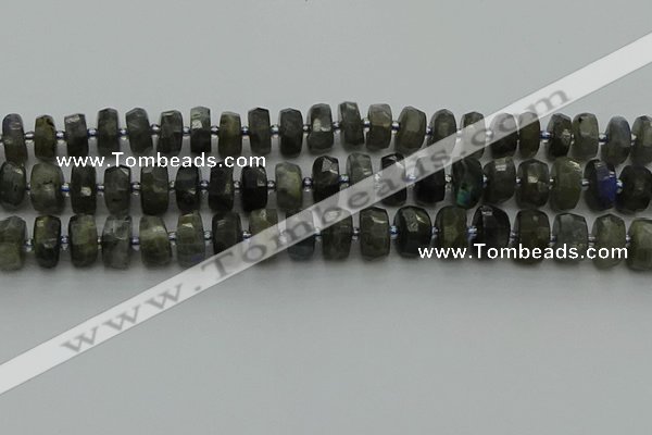 CRB1301 15.5 inches 6*10mm faceted rondelle labradorite beads