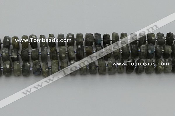 CRB1302 15.5 inches 6*12mm faceted rondelle labradorite beads