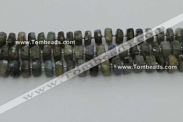 CRB1303 15.5 inches 7*14mm faceted rondelle labradorite beads