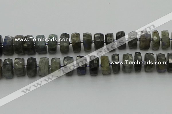 CRB1305 15.5 inches 8*18mm faceted rondelle labradorite beads