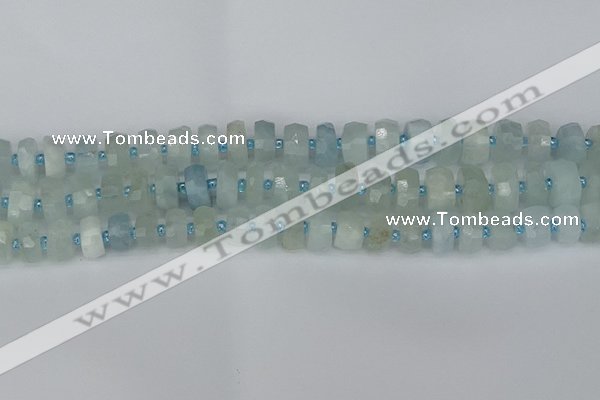 CRB1311 15.5 inches 6*10mm faceted rondelle aquamarine beads