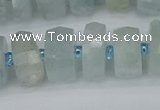 CRB1312 15.5 inches 6*12mm faceted rondelle aquamarine beads