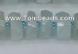 CRB1314 15.5 inches 7*14mm faceted rondelle aquamarine beads