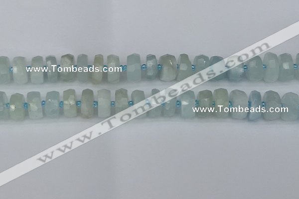 CRB1314 15.5 inches 7*14mm faceted rondelle aquamarine beads