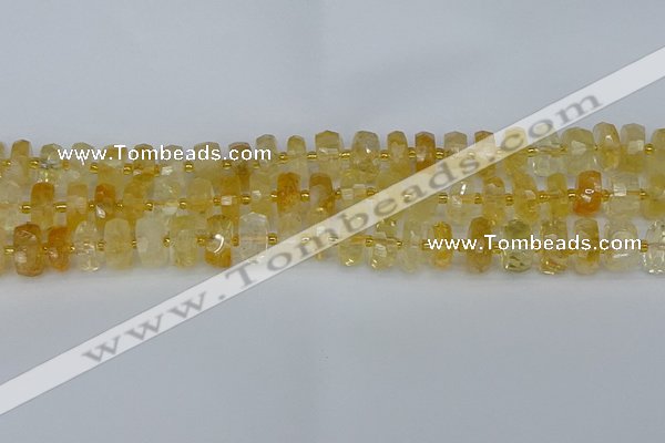 CRB1321 15.5 inches 6*10mm faceted rondelle citrine beads