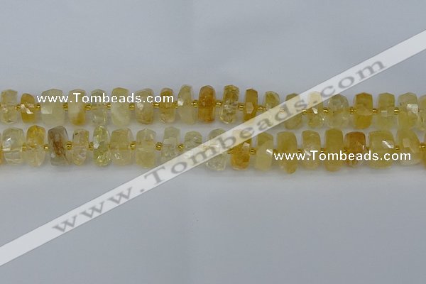 CRB1322 15.5 inches 6*12mm faceted rondelle citrine beads