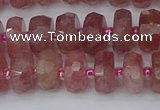 CRB1341 15.5 inches 6*10mm faceted rondelle strawberry quartz beads